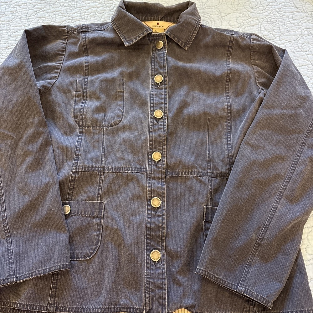 Woolrich Womens Small Blue Lightweight Shirt Jacket Cotton Button